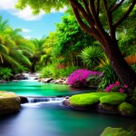 Love Creation A4 Size poster print for creative wall art- tropical-paradise-11717(Non Sticker)