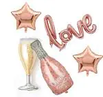 Grandshop Rose, Gold Aluminium Wine Glass, Champagne Bottle Foil Balloon