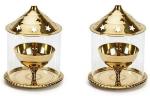 T-KA108 2 INCH Golden Akhand Diya, Oil Puja Lamp Set Of 2 Brass (Pack of 2) Table Diya Set  (Height: 4.5 inch)