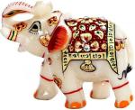 Pooja Creation Store Decrative Type Elephant Decorative Showpiece - 6 cm (Stone, White)