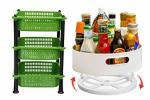 VM BOND Rotating Organizer Tray & Plastic Big Basket Kitchen Rack Fruits/Vegetables Kitchen Rack (Multicolor)