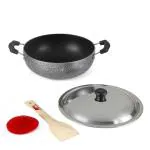 Anjali Black Stainless steel Kadai with Lid 2 litres