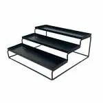 Geschir Kitchen 3-Tier Step Standing rack Kitchen Spice Bottle Rack Utensil Holder Food Storage Organizer for Cabinet Cupboard Pantry Shelf Bathroom Rack (Black, Pack of 1, Iron, Step Shelf)