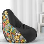 Biggie Bean Bag - Size : XL - 3D Printed Teardrop Bean Bags - Designed by : DonnaPaula London - Color: Sports - H - Black Green - Bean Bag Cover - Best 3D Printed Bean Bag for Living Room - Luxury Bean Bag - Lounge Chair Latest Bean Bag