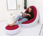 Eco Shopee Shopping Simplified Inflatable Air Chair with Footrest (116x98x83 cm) (Maroon)