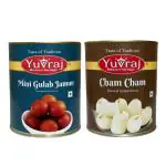 Yuvraj sweets Mini Gulab Jamun & white cham cham combo pack (1 kg x 2 ) pack