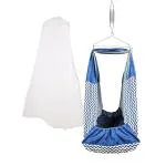 beetot New Born Baby Swing Cradle (jhula) | Cradle Cloth with Removable Mattress Bed, Mosquito net, Spring and Triangle Hanger | Weight Capacity up to 20kg | Age from 0-12 Months (Navy)