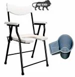 ASR SURGICAL Folding Elderly Disabled Man And Pregnant Woman Stainless Steel Shower And Bathing Room Mobile Commode Chair With Toilet Seat Comfortable Safe Toliet Stool Anti-Skid