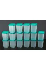 Skyheart Blue Square Shape Plastic Grocery Container 1100ml - Pack of 16