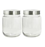 Machak Clear Glass Round Glass Jars Set, 750 Ml (Set Of 2)