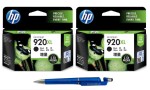 HP 920XL Black Original Ink Cartridge (Pack of 2) With ITGLOBAL 3in1 Multi-Function Pen