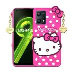 UNILORD Realme 9 Pro Plus 5G Pink Rubber Holster 3D Cute Hello Kitty Back Case Cover