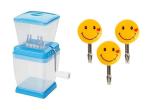 BLUE WONDER Vegetables Plastic Onion Chopper With 1 Set Smiley Hooks and (Multicolour, Pack of 2)