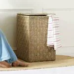 Sirohi Gold Jute and Upcycled Plastic Rope Medium Laundry Basket (54 x 38 x 38 cm)