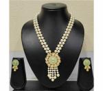 Gyaan Jewels Handmade Gold Plated Alloy Earring and Necklace Set White, Gold (Women) Free Size