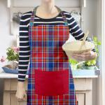 Lushomes Apron for Women, Red Checks Kitchen Apron for Men, Cooking Apron, apron for kitchen, kitchen dress for cooking, Adjustable Buckle and Solid Pocket, Size 60x80 cms, Pkof1