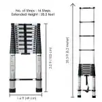 Corvids 6.2m (20.5 ft) Portable & Compact Aluminium Telescopic Ladder, EN131 Certified, 16-Steps Foldable Multipurpose Collapsible Ladder for Home & Outdoor use
