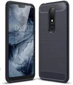 Wellchoice Back Cover for Nokia 5.1 Plus (Black, Grip Case)