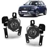 Kingsway Car Fog Lights/Lamps with Bezel and Wiring for Hyundai Venue, Model Year : 2019 - 2022, Material: ABS / PVC, 55W, 12V DC, Color : Yellow, Set of 2 Piece (Left / Right)