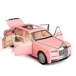 AB TOY WORLD Rolls-Royce Phantom Model Car,Zinc Alloy Pull Back Toy Diecast Toy Cars with Sound and Light for Kids Boy Girl Gift in Pink Color