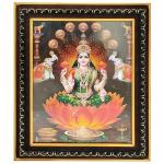PujaNPujari Goddess Lakshmi Devi Photo Frame with Nice Background for Pooja Room and Wall Hanging
