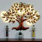 Antaryuga Multicolor09 Metal Tree With Small Leaves With Led Lights Decorative Wall Art, 96 X 3 X 72 cm