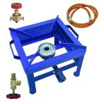 YELLOCUT Mild Steel Finish 12x12 square Commercial Blue Coated Single Burner Gas Stove