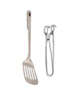 FIRST FRONT Stainless Steel Kitchen Tools Egg Palta With Wire Pakkad Tongs Multicolour, (Pack of 2)
