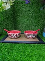 Caffeine Red Ceramic Soup Bowl (Set Of 2)
