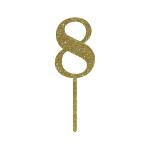 Festiko 8th Birthday And Anniversary Cake Toppers, Gold Glitter, Number 8, 1 Pack