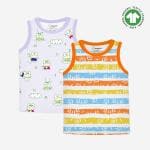 Snugwear 100% Organic Cotton Sleeveless T Shirts Top Set for Kids, Toddlers, Boys and Girls (Size 2, Fits 2-4 Years) | Set of 2