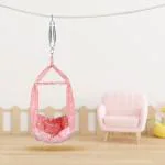 Made2Craft Baby Swing Cradle with Mosquito Net - Pink
