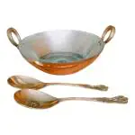 ROYALSTUFFS Brass Pital Heavy Weight Serving Kadhai Cookware with 2 Brass Spoon (1250ML)