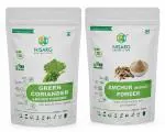 NISARG ORGANIC FARM Combo of Green Coriander Leaf and Amchur Powder I Traditional Method Made I 100% Vegan, Gluten Free and No Preservatives I Use for Cooking and Seasonings - 100g x 2 Pack