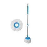Vault Bharat Premium Quality Spin Mop Stick Rod| Standing Magic Pocha with Easy Grip Handle for Floor Cleaning Supplies Product for Home, Office With Extra 1 Refill (Warranty:1 Year)