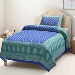 Indram Cotton Single Bedsheet with 1 Pillow Cover - Blue