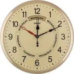 Ajanta Gold Plastic Analog Standard Wall Clock with Glass (38 x 38 cm) AQ5517 DAY