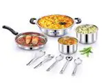 Klassi Kichen Mahavir Induction Bottom Cookware Set (Stainless Steel, 9 - Piece)