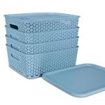 Kolorr Premium Elite Baskets Medium Pack of 4 with 4 Lids - Mint Green
