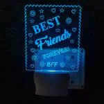 Risentshop Multicolor Acrylic Best Friends Bff 3D Illusion Rgb 7 Colour Led Plug And Play Night Lamp, 10 Cm