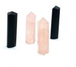 Astroghar Rose Quartz And Black Tourmaline Mini Pencil Set For Reiki Healing And Grids Making 30 mm