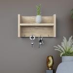RANDOM Key Holder with Shelf for Home Decor Items | Stylish Key Hanger Wall Mounted Decoration | Handicraft Key Chain Stand | Wooden Keychain Hangers for Office | Wood Keys Organizer with 4 Hooks