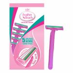 Vi-John Feather Touch Twin Blade Shaving Razors With Lubricating Aloe Vera Strip For Women (Contain 5 Pcs)