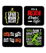 Whats Your Kick It’s a Run Printed Set of 4 Coasters With Beautiful Metal Stand