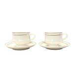 STOREPEDIA Fine Bone China White Cups and Saucer with Golden Line for Tea, Coffee for Home, Office, Gift, Hotel Use (2 cups and 2 saucer) Set of 2, 150 ml
