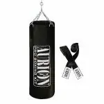 Aurion by 10club 4 Feet Unfilled Synthetic Leather Punching Bag Combo | Boxing Bag with Boxing Hand Wrap & Hanging Chain | Boxing | MMA | Muay Thai | Kickboxing |Taekwondo - Black 4 Feet/48 Inches