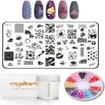 Royalkart Nail Art Kit for women 5 Nail Stamping Plate With Nail Stamper Scraper, 4 sided Nail BUffer Gift For Girl