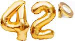 Party Midlinkerz Solid Golden '42' Number Numerical Foil Balloon With Ribbon For Celebration (Gold, Pack Of 3) (Set Of 3)