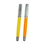Auteur Multicolor Brass Yellow, Orange Ink Fountain Pen (Pack Of 2)