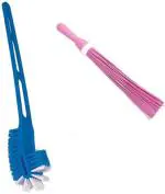 ShopiMoz Sink & Toilet Brush + Broom, Multicolor, Pack of 2 Piece